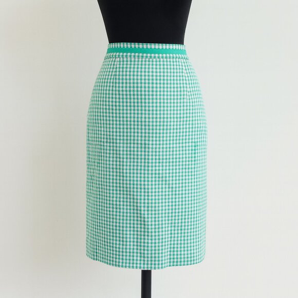 Boden Dresses & Skirts - Boden Green White Gingham Lined Pencil Skirt Women's Size 10R